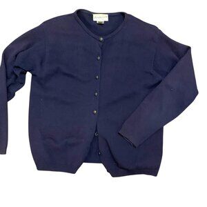 Pendleton Lambswool Cardigan Navy Blue Gold Buttons‎ Sz M Old Money Academia 90s